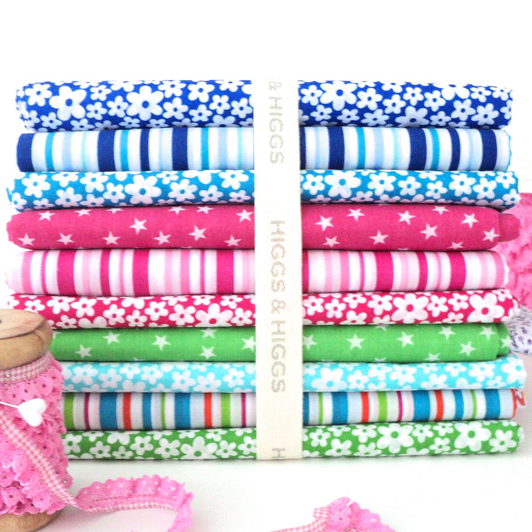 REMNANTS 10 HALF METRE BUNDLES POLY COTTON FABRIC florals dots